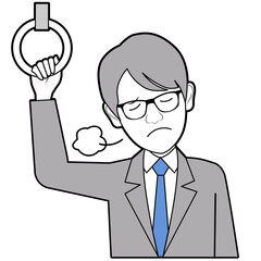 ため息をしながら通勤する男性