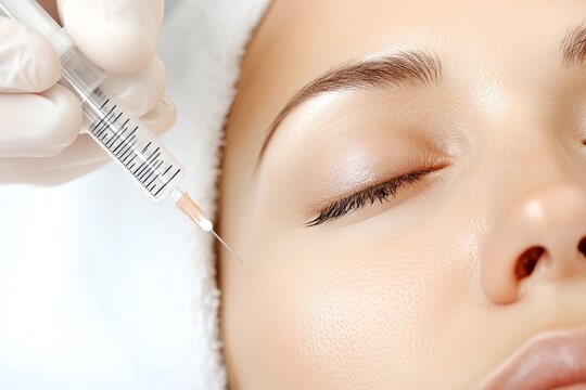 Doctor performing prp treatment on woman's face for skin rejuvenation