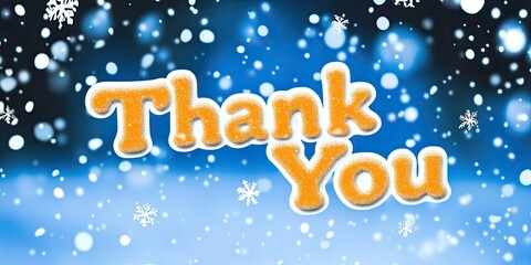 A thank you banner is prominently displayed against a snowy blue background, celebrating a spirit of gratitude during the winter season and Thank You Day festivities