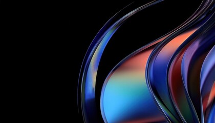 Fototapeta premium Vivid Abstract Metallic Ribbons in Gradient Colors with Futuristic Elegance, Ideal for Tech Design, Branding, Digital Art Inspiration