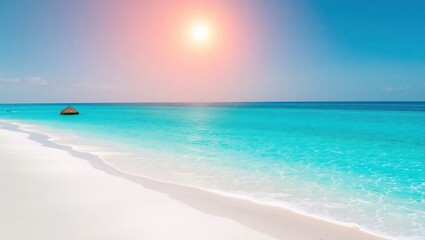 Obraz premium Tranquil Tropical Beach Scene With Sunlit Sky