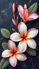 Obraz premium Vibrant floral arrangement nature digital art beautiful environment close-up view botanical concept