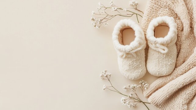 Nursery frame mockup, vertical white wooden frame  for baby room art, baby shower announcement, top view, flat lay