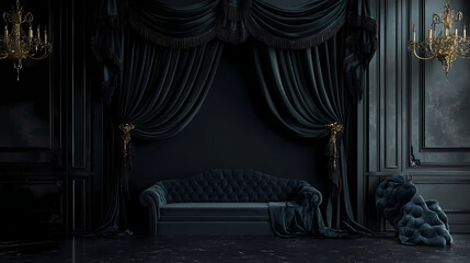 Elegant matte black velvet background soft and refined. Velveted. Illustration