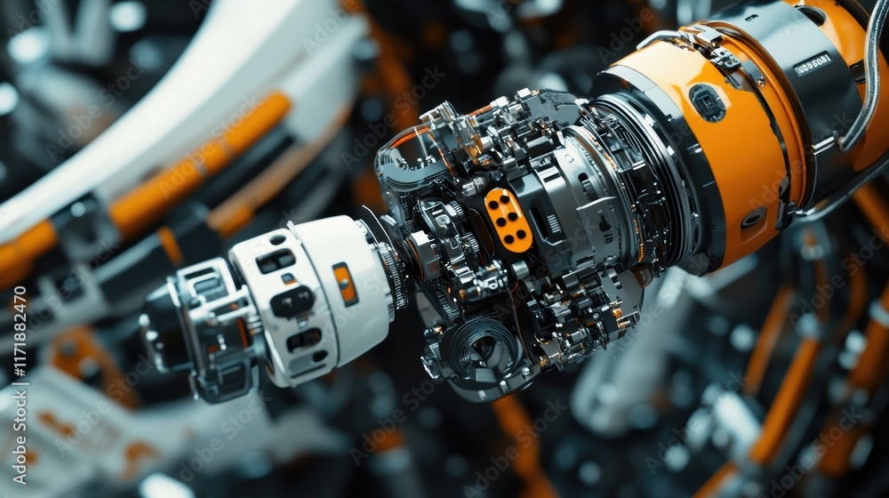 Poster Robotic arm demonstrating advanced automation technology, seamlessly integrating mechanical precision and computational intelligence in a dynamic industrial environment