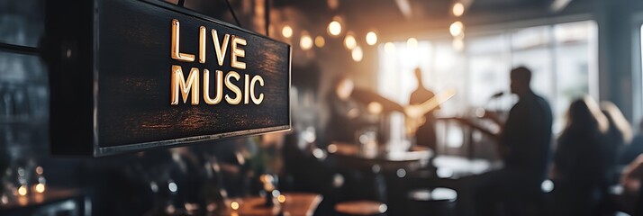 Sign that reads “LIVE MUSIC”. - bar - concert venue - pub - band - cover charge - music - dance - acoustic 