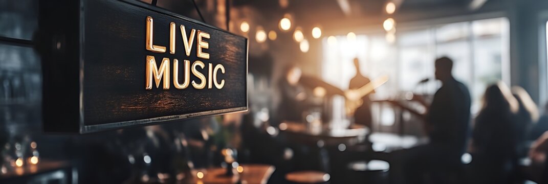 Sign that reads &ldquo;LIVE MUSIC&rdquo;. - bar - concert venue - pub - band - cover charge - music - dance - acoustic 
