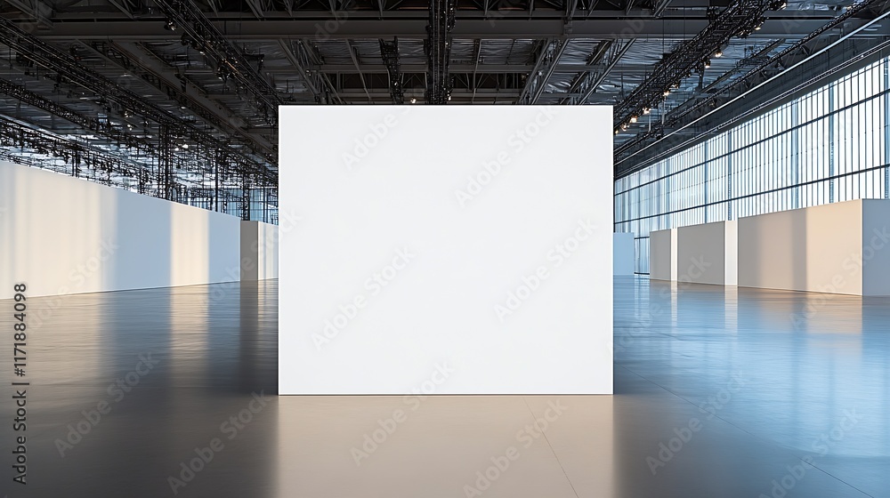 Poster minimalist contemporary art gallery with blank white walls and modern architectural design : generat