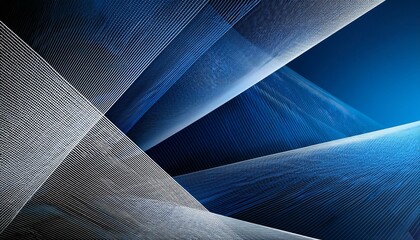 Abstract blue and white textile design. Geometric lines create a modern, artistic feel.