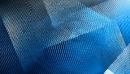 Abstract blue and white textile threads creating a geometric pattern.