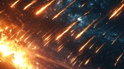 Cosmic Dreams - Close-up of Vibrant Swirling Dust Clouds and Shooting Stars Conveying Vastness and Wonder