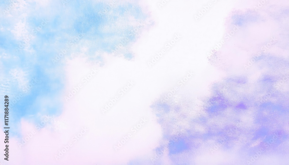 Poster dreamy pastel sky with soft white clouds and subtle purple and blue gradients. perfect for calm, rel