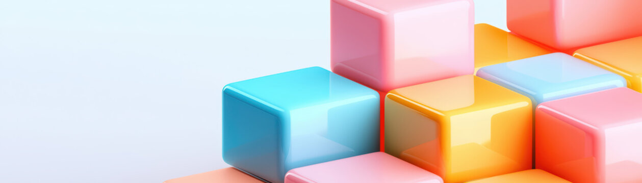 Colorful blocks stacked tog er in playful arrangement