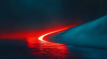 Abstract Red And Blue Neon Glow Landscape