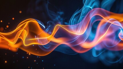 Obraz premium Ethereal Vapor Trails: Close-Up of Intricate Shapes on Dark Surface