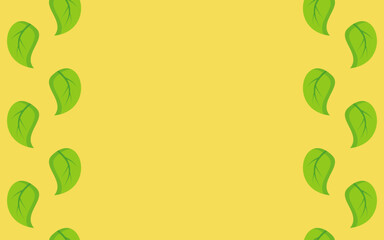 Yellow earth day background, leaf pattern with empty space for text. Template for banner, poster, social media