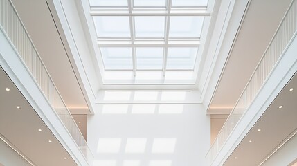 Obraz premium Modern White Interior with Large Skylight and Natural Light Reflection : Generative AI