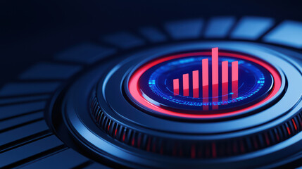 Futuristic data visualization with glowing elements and graphs