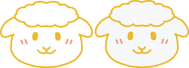 sheeps animals line art and coloring design