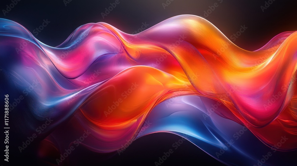 Poster dynamic futuristic abstract background with iridescent colors and fluid shapes