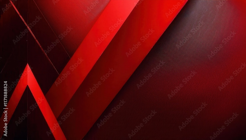 Aufkleber Dynamic Abstract Red and Black Geometric Layers with Textured Gradient Lighting for Modern Design, Branding, or Digital Backgrounds