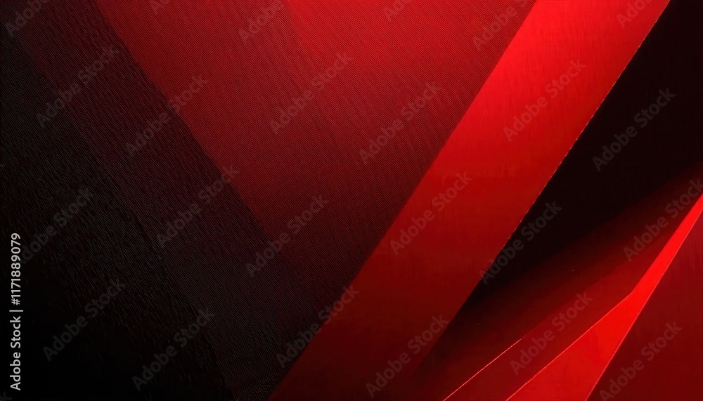 Aufkleber Dynamic Abstract Red and Black Geometric Layers with Textured Gradient Lighting for Modern Design, Branding, or Digital Backgrounds
