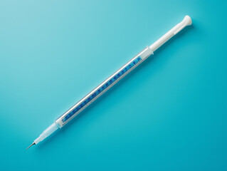 Clinical Thermometer on Cerulean Background: Precision in Health Monitoring