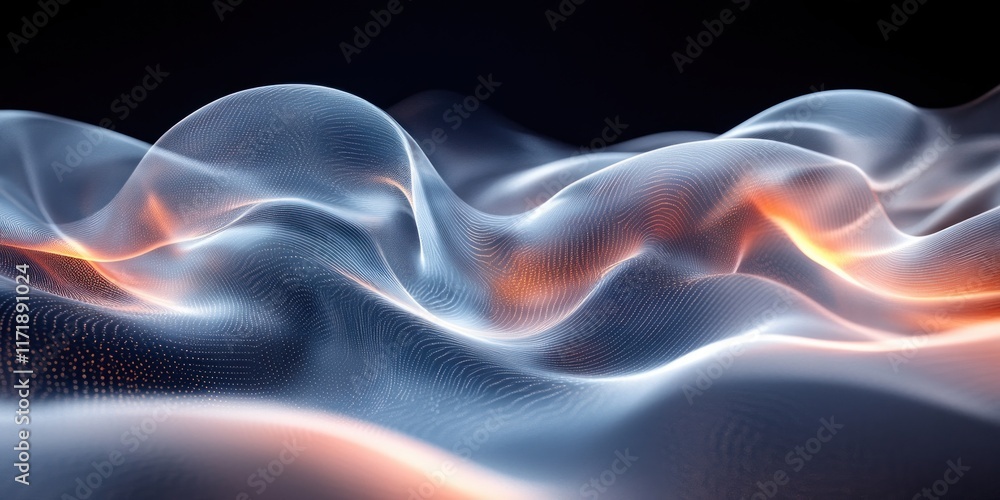 Poster futuristic abstract composition with smooth iridescent curves and soft diffused light
