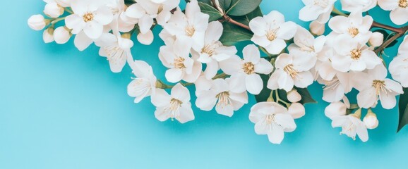 flowers on blue background