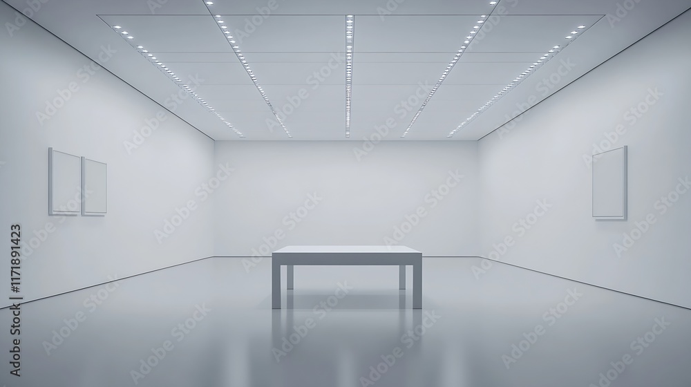 Poster Contemporary Art Gallery Setting with Integrated LED Ceiling Lights : Generative AI