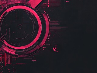 Obraz premium Abstract Digital Art Pink and Black Circular Design