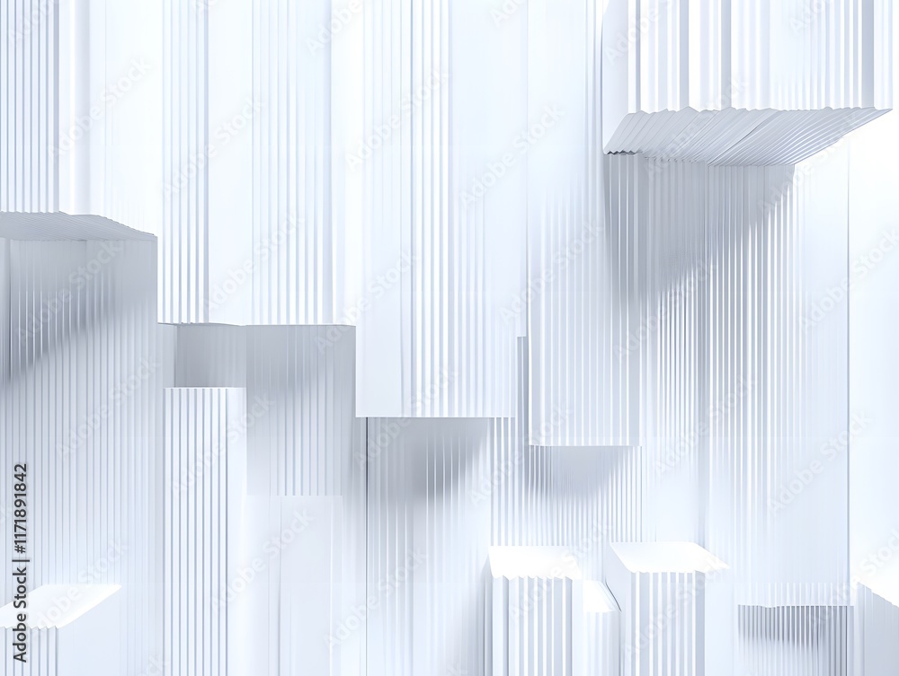Poster abstract composition of white rectangular blocks