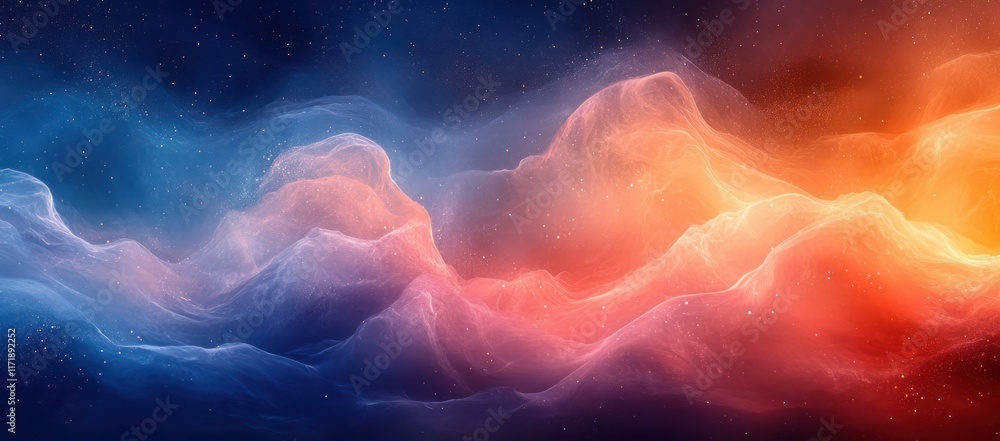 Poster abstract gradient background deep blue warm orange grainy noisy retro texture moody design