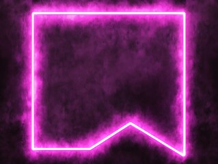 Pink Neon Light Frame Against Dark Smoky Wall