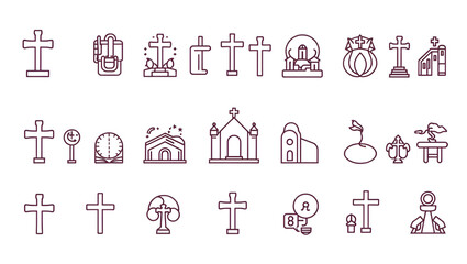 faith and Religion line icon collection. Big UI icons set, Thin outline icons pack. Vector illustration, Pixel perfect.