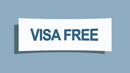 Visa free. A card isolated on blue background.