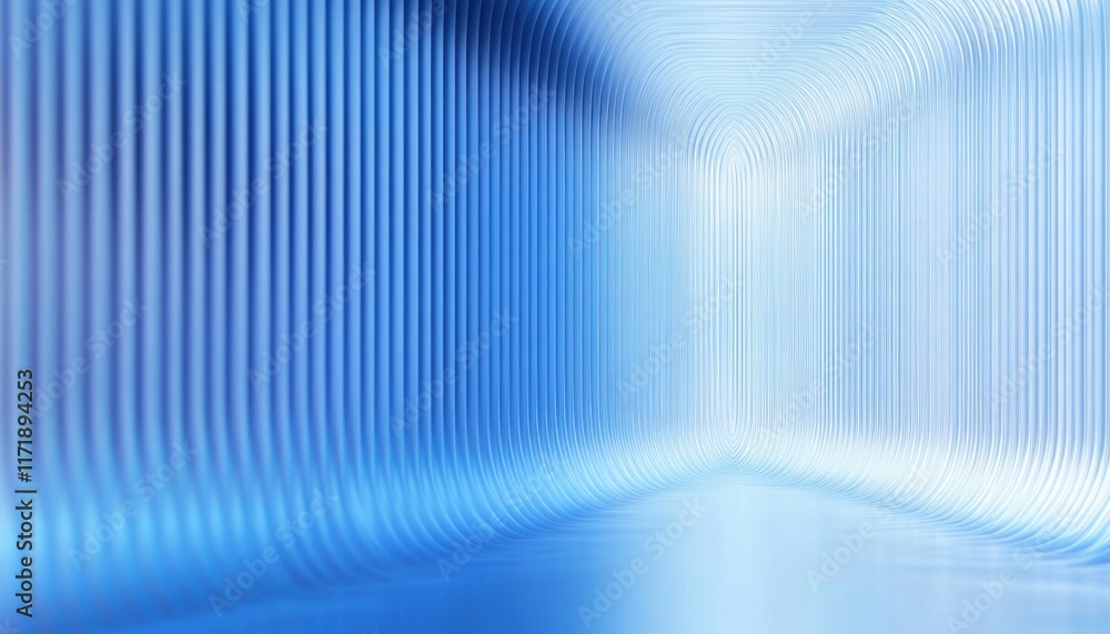 Poster minimalist abstract design with vertical lines wave effect in blue shades soft lighting symmetrical 