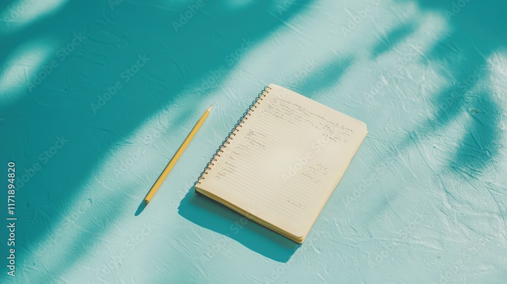 Poster a motivational message written in a journal next to exercise tools on a clean surface.