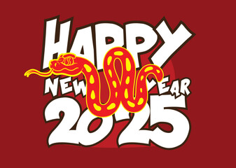 happy new year 2025 with snake zodiac illustration for chinese new year events