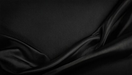 Fototapeta premium Luxurious Black Satin Fabric with Smooth Texture and Elegant Draping for Fashion, Home Decor, and Photography Backgrounds