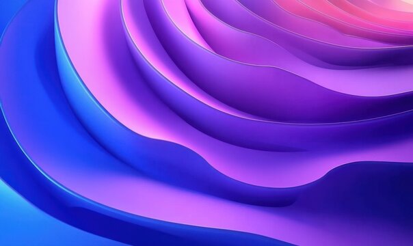 Futuristic abstract design with swirling purple and blue gradients featuring 3d rings and minimal geometric shapes