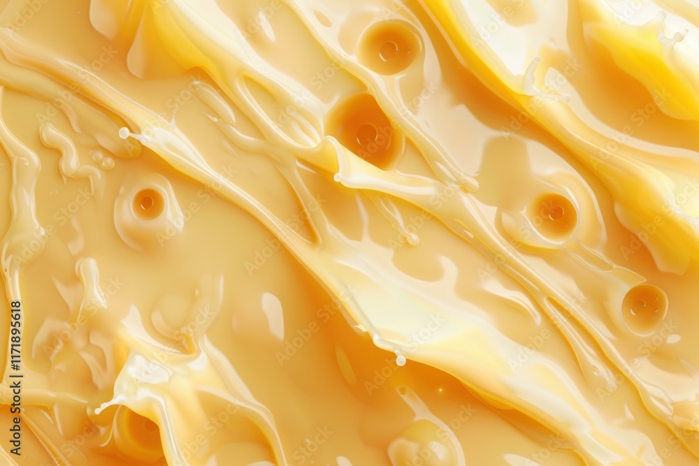 Aufkleber smooth, flowing cream forms bubbles and a dynamic texture