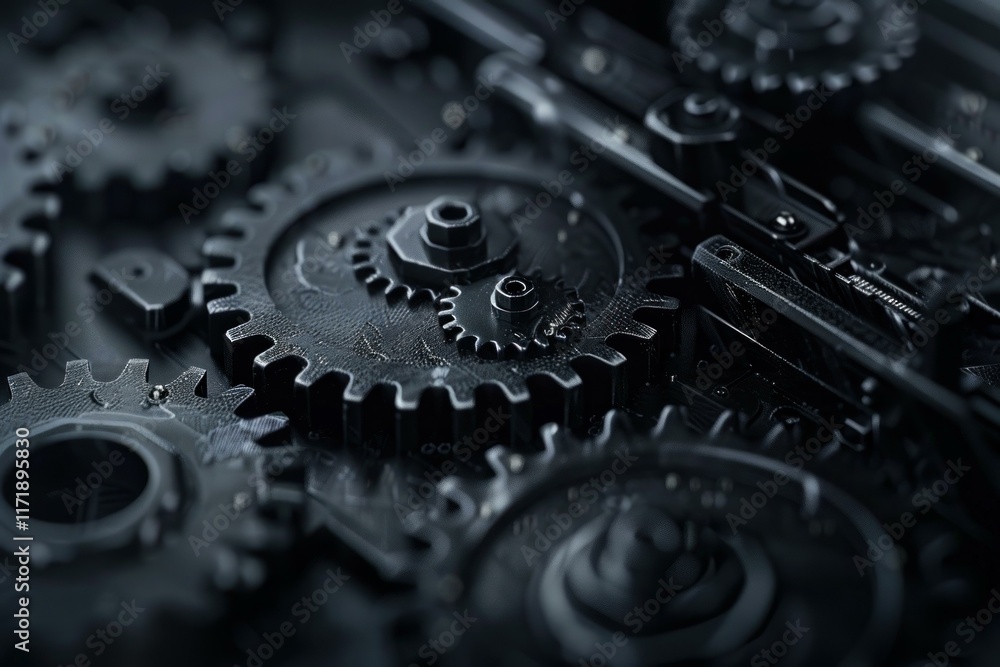 Poster close up of intricate clockwork gears, showcasing the precision engineering and interconnectedness o