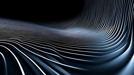 Abstract Blue and Black Wavy Lines Design