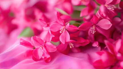 Obraz premium A close-up of vibrant pink flowers surrounded by soft fabric.