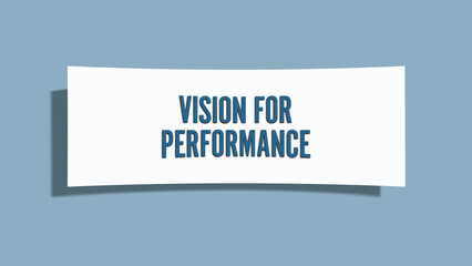 Vision for Performance. A card isolated on blue background.