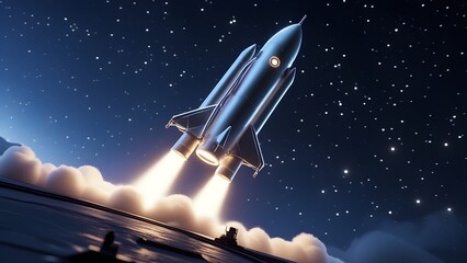  Soaring Through the Stars: A Vintage Rocket's Cosmic Journey