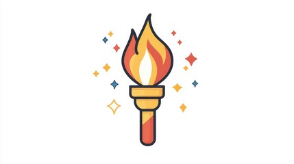 Bright and Bold Flame Torch Icon for Creative and Inspirational Use