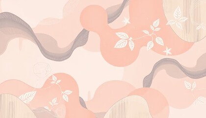 Delicate Floral Abstract Background in Pastel Pink and Gray