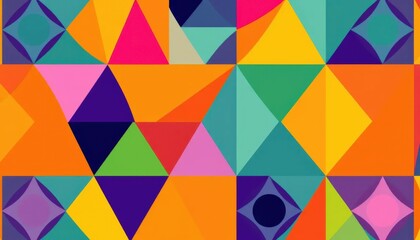 Vibrant Abstract Pattern of Triangles in Pastel and Bold Colors